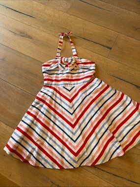 Janie and Jack Red White and Blue Striped Halter Dress